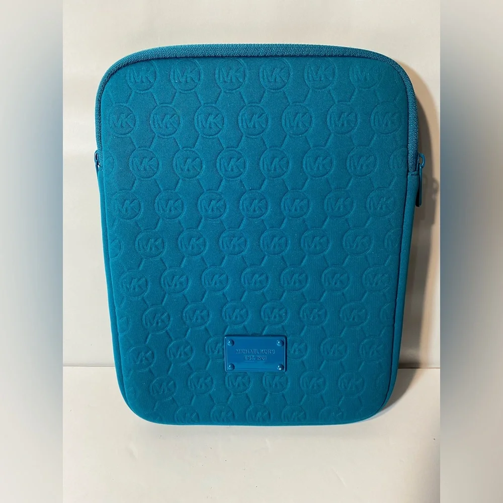 Michael Kors Blue Neoprene Fabric iPad Tablet Case Sleeve Zip Bag